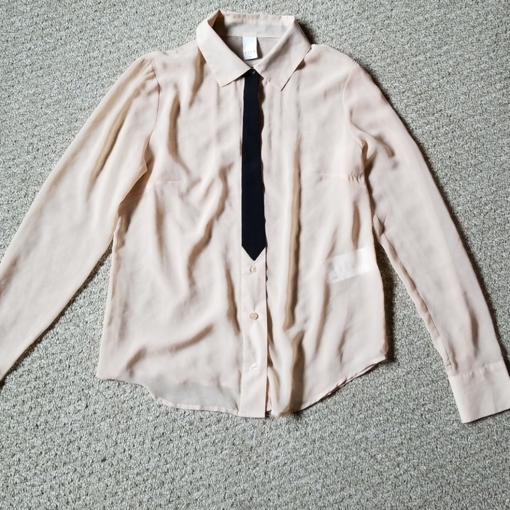 ASOS Villa sheer tan blouse
